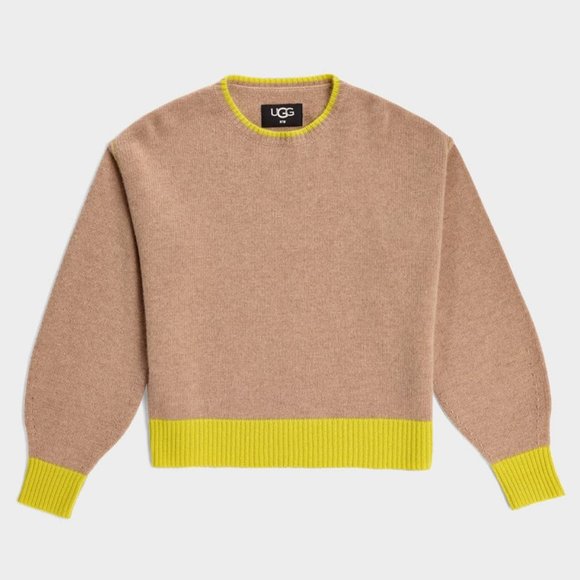 UGG Renata Cashmere-Blend Crewneck Tops in Brown/Yellow (Camel) - XL - NWT - Picture 5 of 6